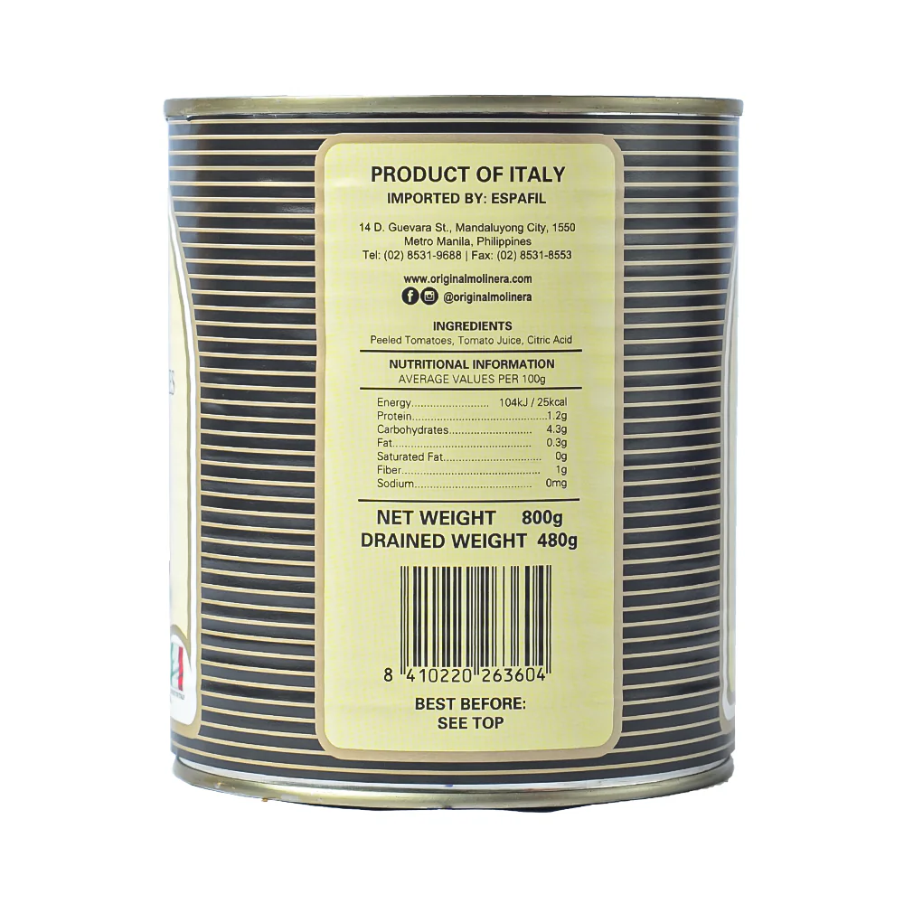 Molinera Whole Peeled Tomatoes 800g - Image 2