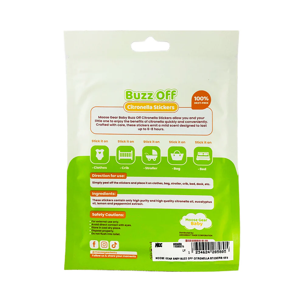 Moose Gear Baby Buzz Off Citronella Stickers 18's - Image 2