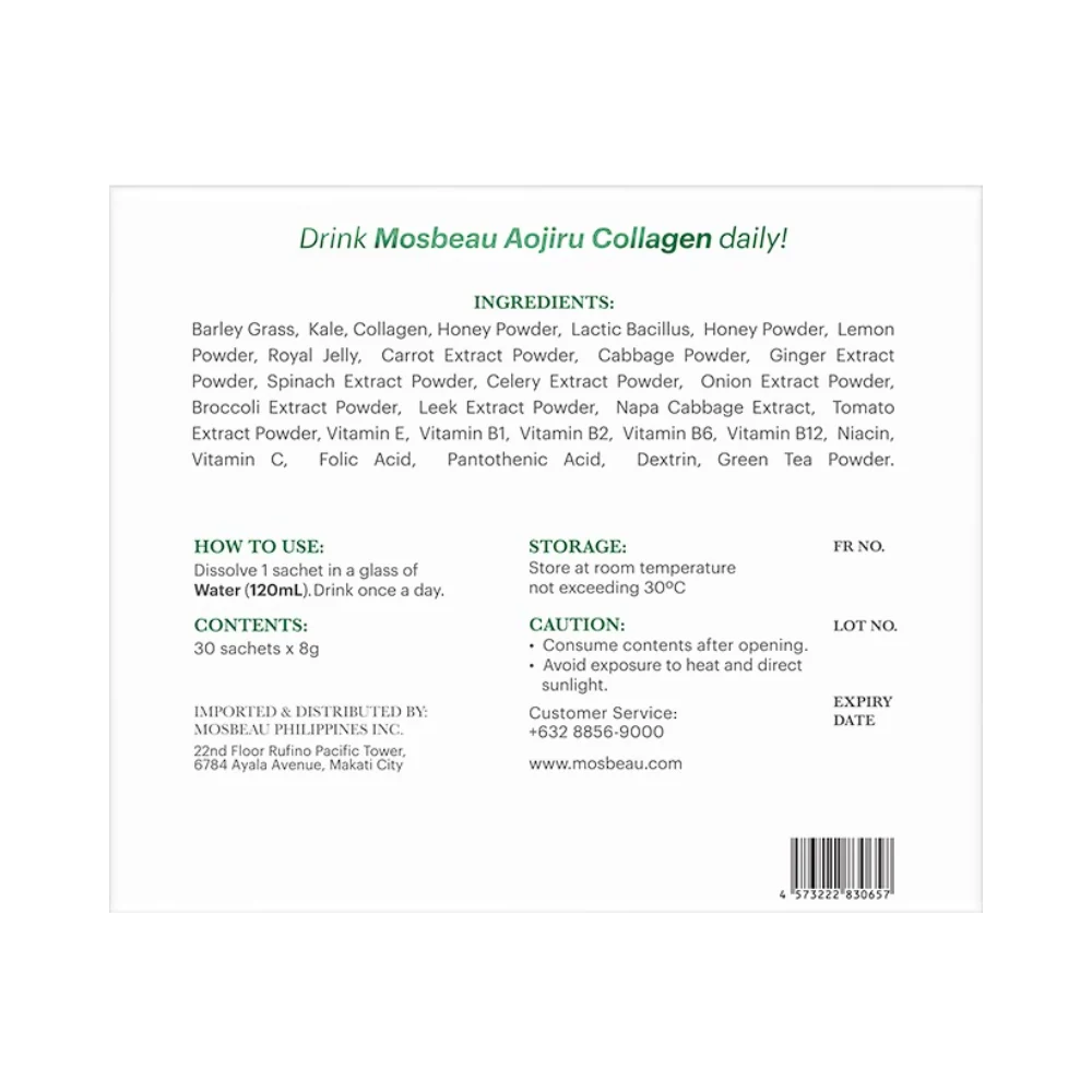 Mosbeau Aojiru Collagen Food Supplement Powder 30's - Image 3
