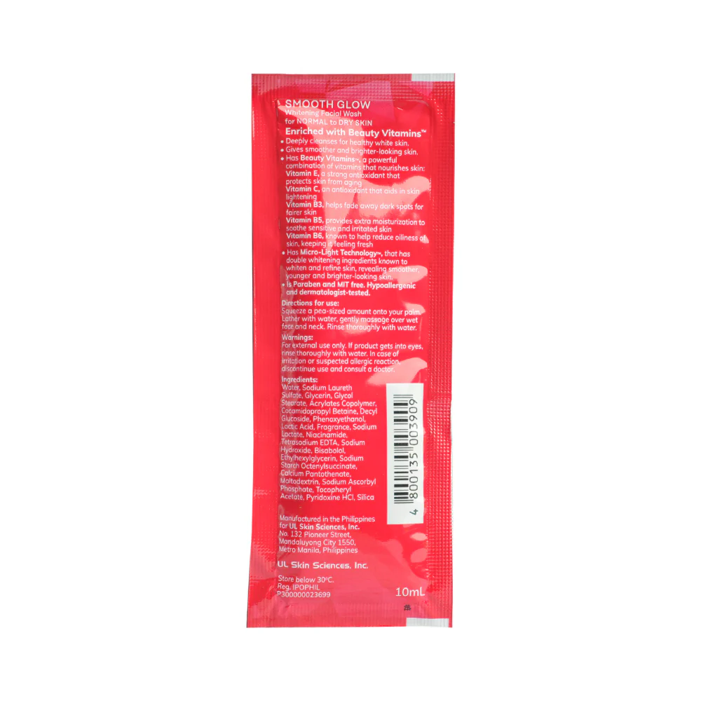 Myra Smooth Glow Whitening Facial Wash 10ml - Image 2
