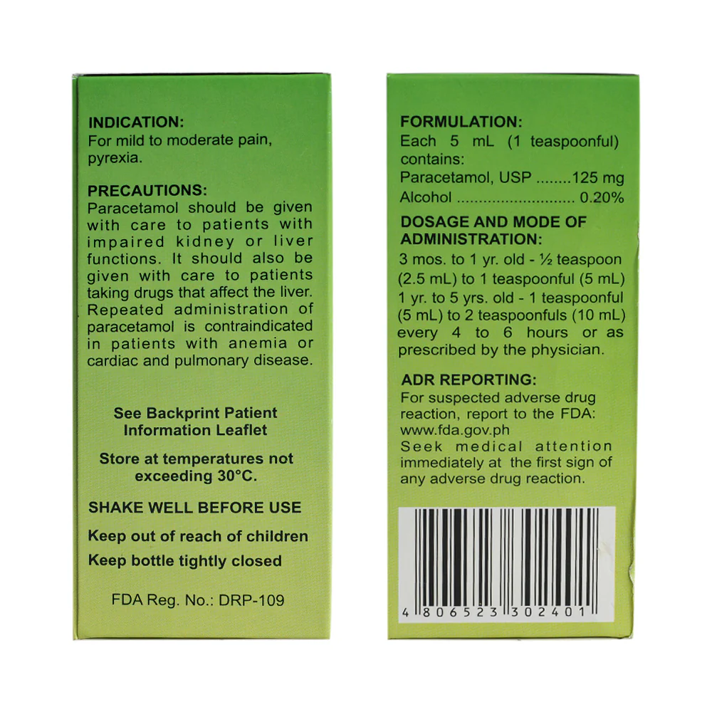 Myremol Paracetamol 125mg/5ml Syrup 60ml - Image 2