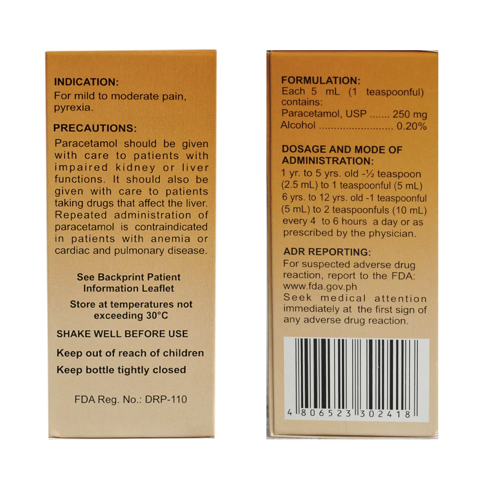 Myremol Paracetamol 250mg/5ml Syrup 60ml - Image 2