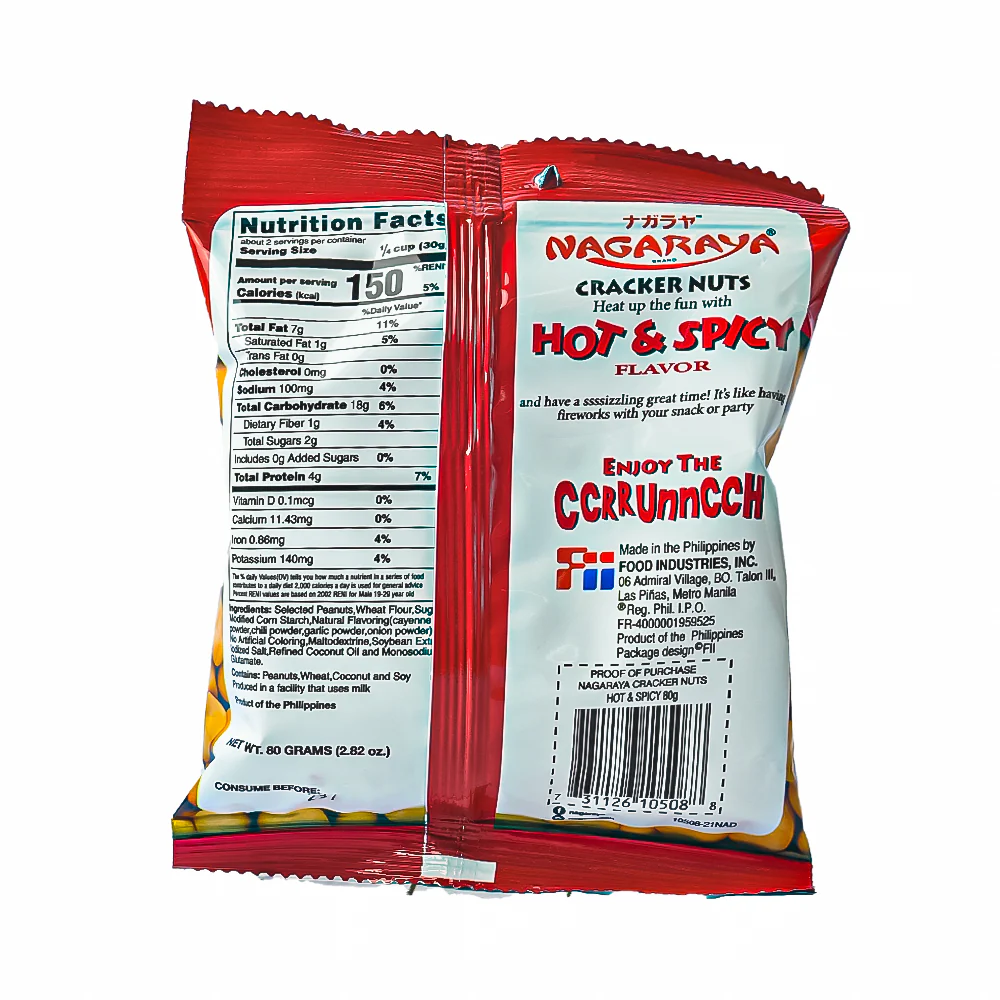 Nagaraya Cracker Nuts Hot And Spicy 80g - Image 2