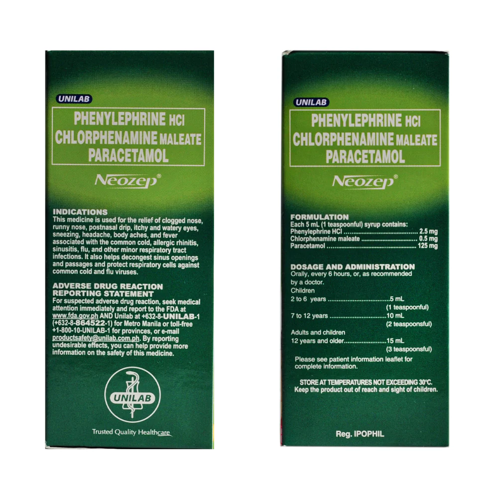 Neozep 2.5mg/0.5mg/125mg/5ml Syrup 60ml - Image 2