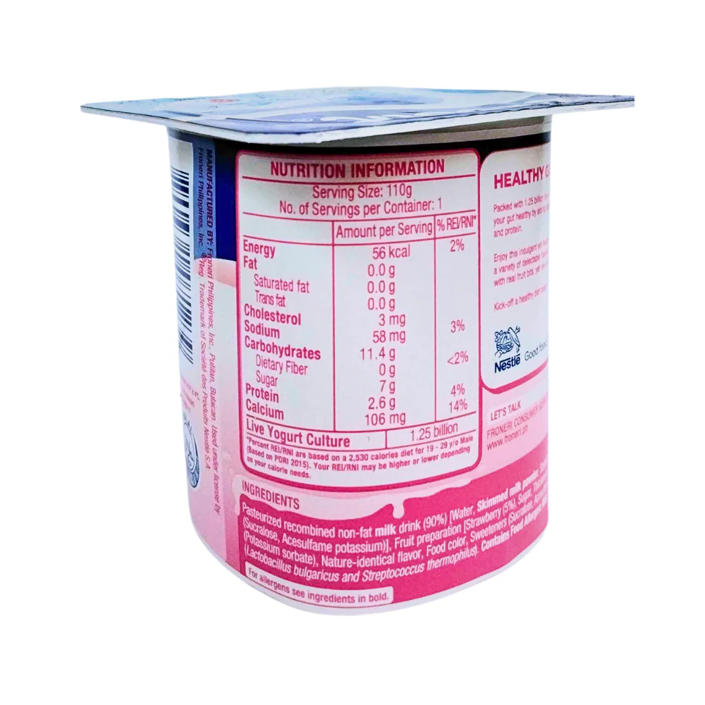 Nestle 0% Fat Fruit Yogurt Strawberry 110g - Image 2