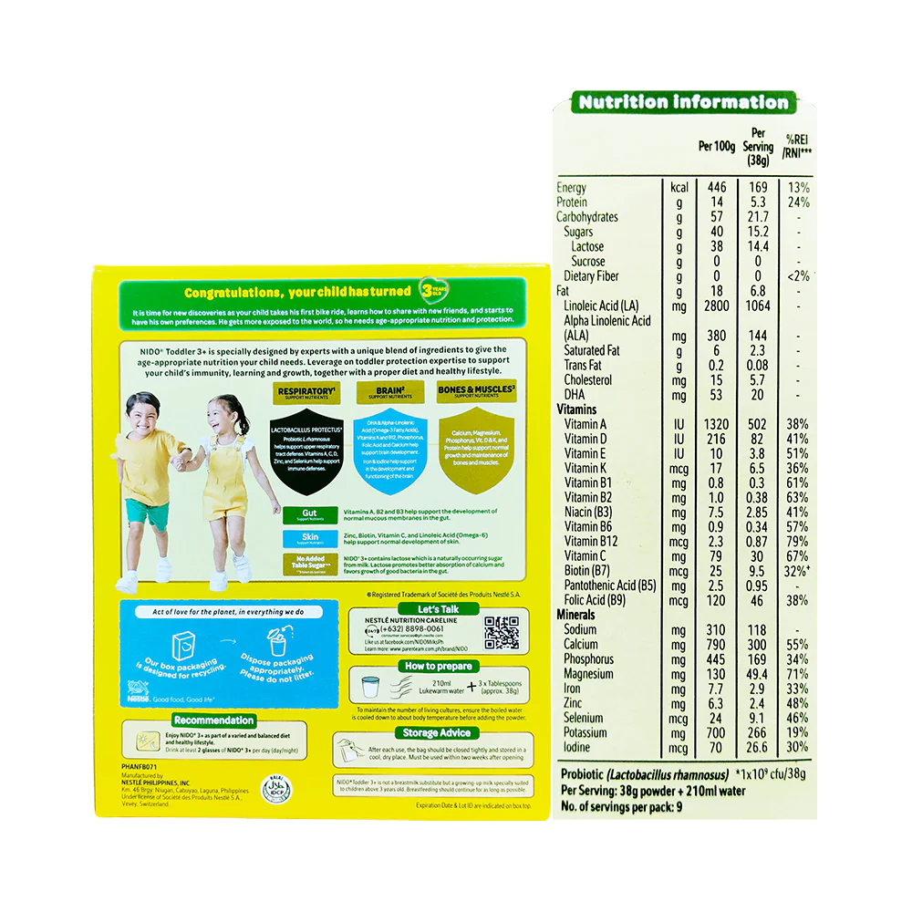 Nido Growing Up Milk 3+ Prebio 3 With Protectus 370g - Image 2