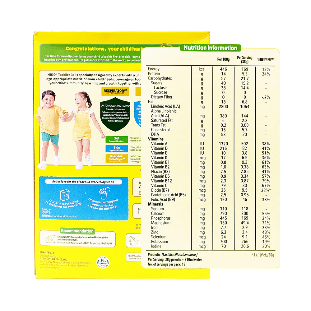 Nido Growing Up Milk 3+ Prebio 3 With Protectus 700g - Image 2