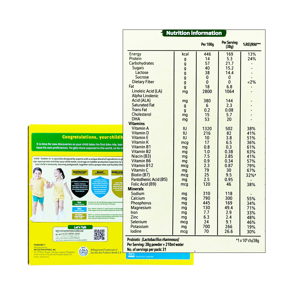 Nido Growing Up Milk 3+ With Prebio 3 1.2kg - Image 2