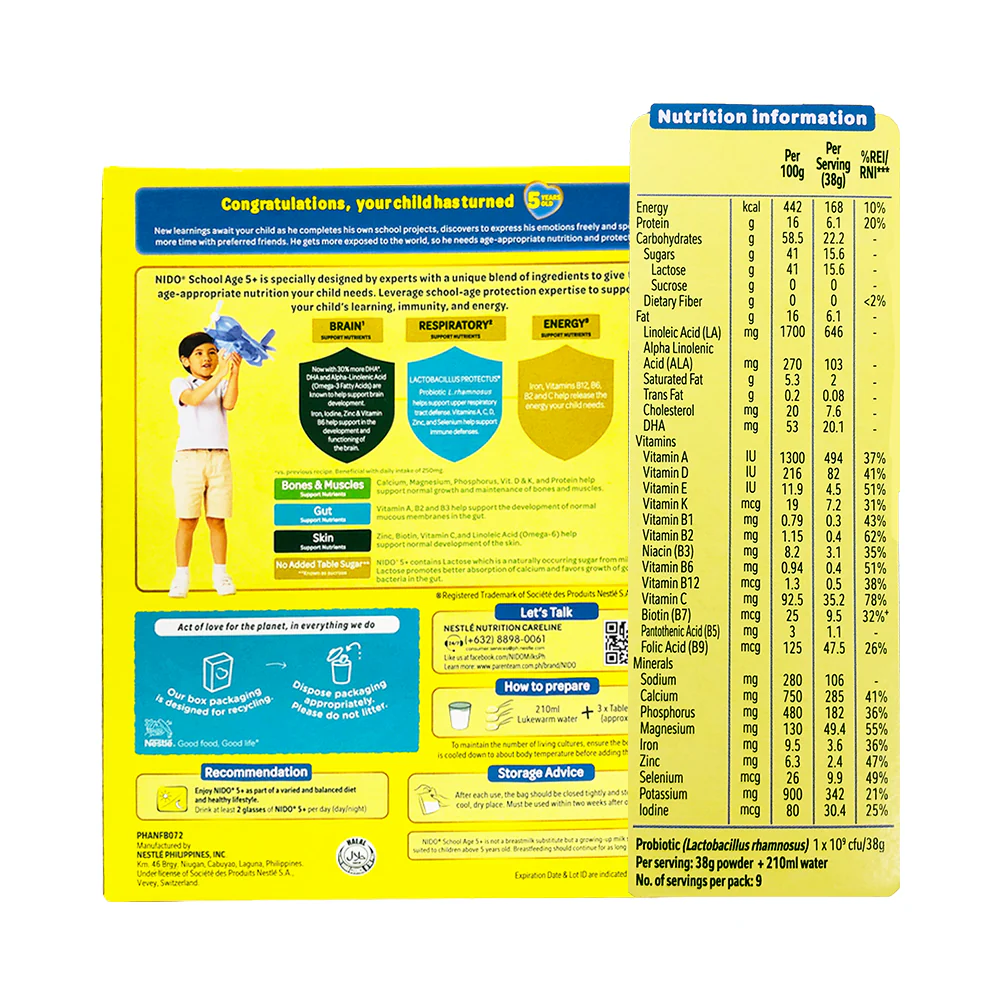 Nido Growing Up Milk 5+ Calci-N With Protectus 370g - Image 2