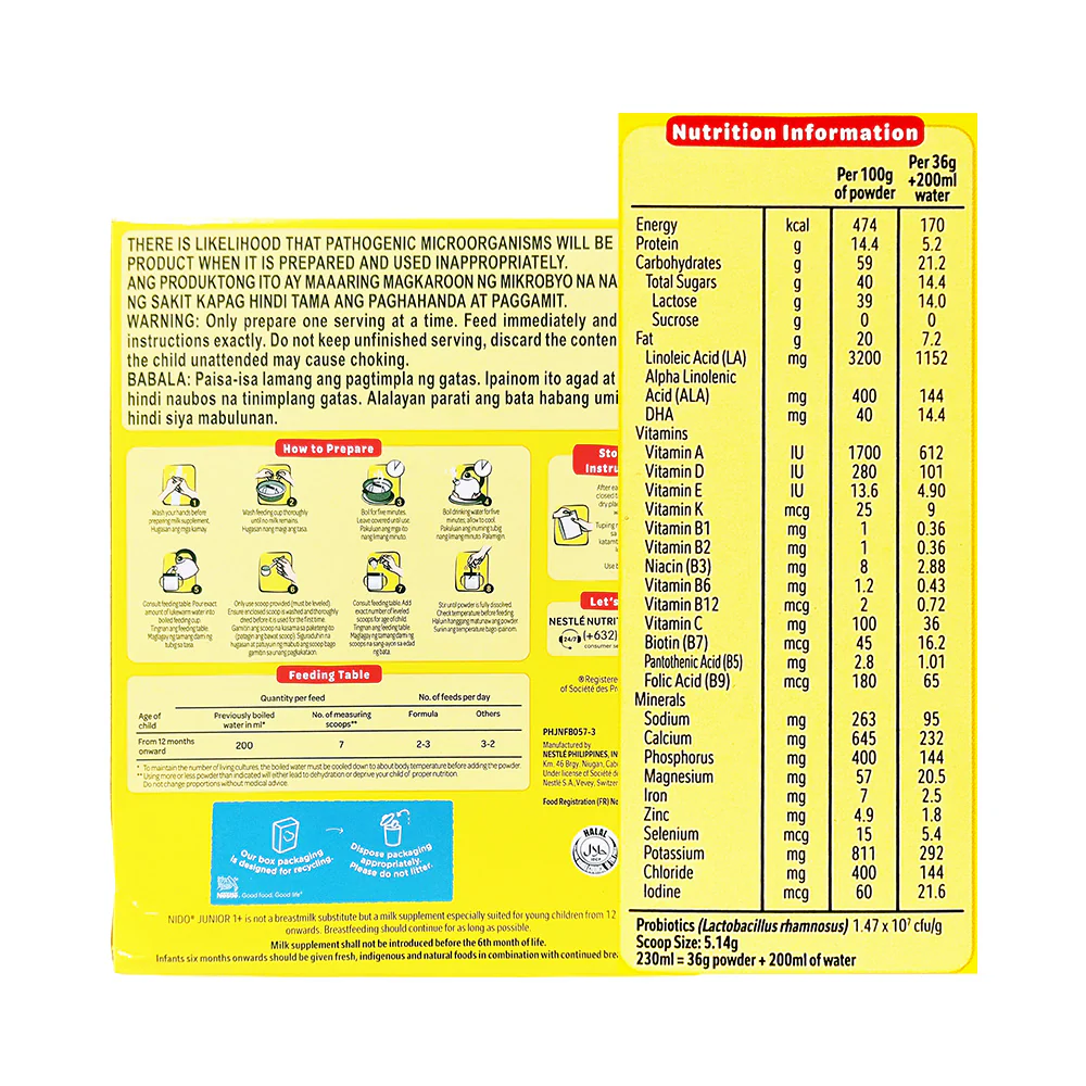 Nido Junior Milk Supplement 1-3 Years Old 400g - Image 2