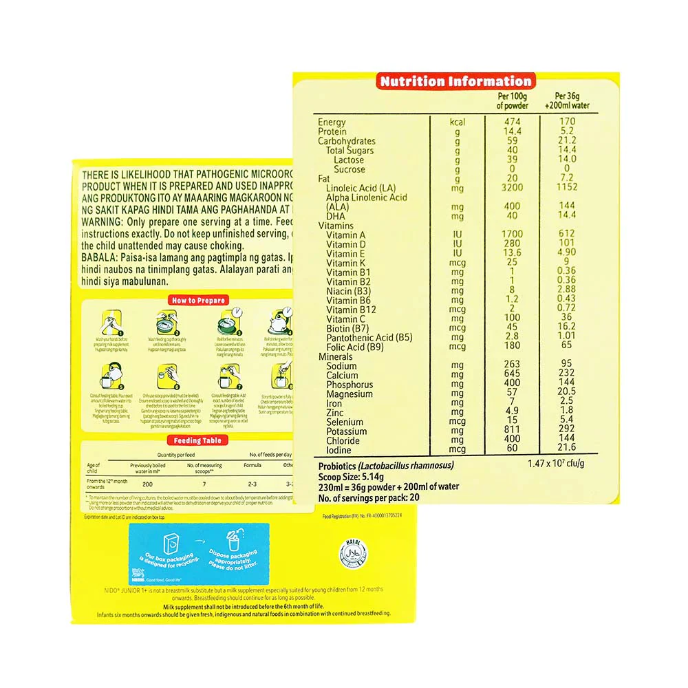 Nido Junior Milk Supplement 1-3 Years Old 750g - Image 2