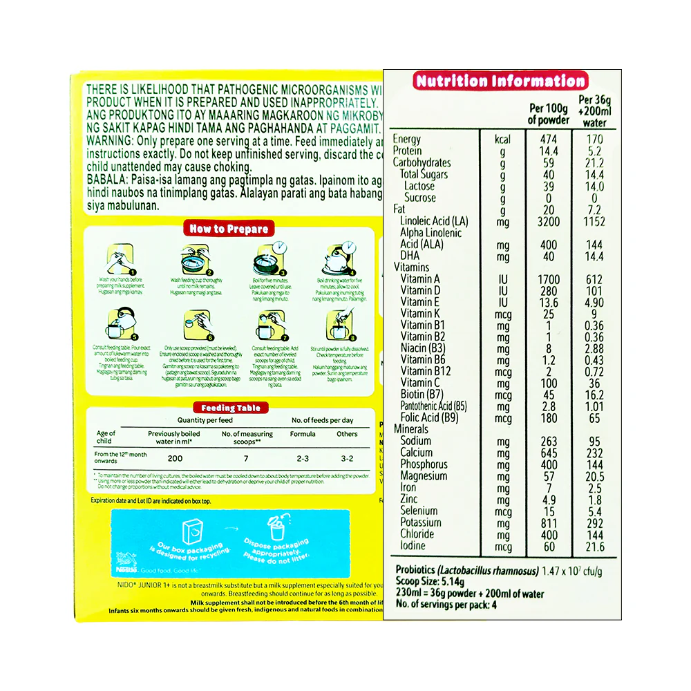 Nido Junior Milk Supplement 1-3 Yrs Old 150g - Image 2