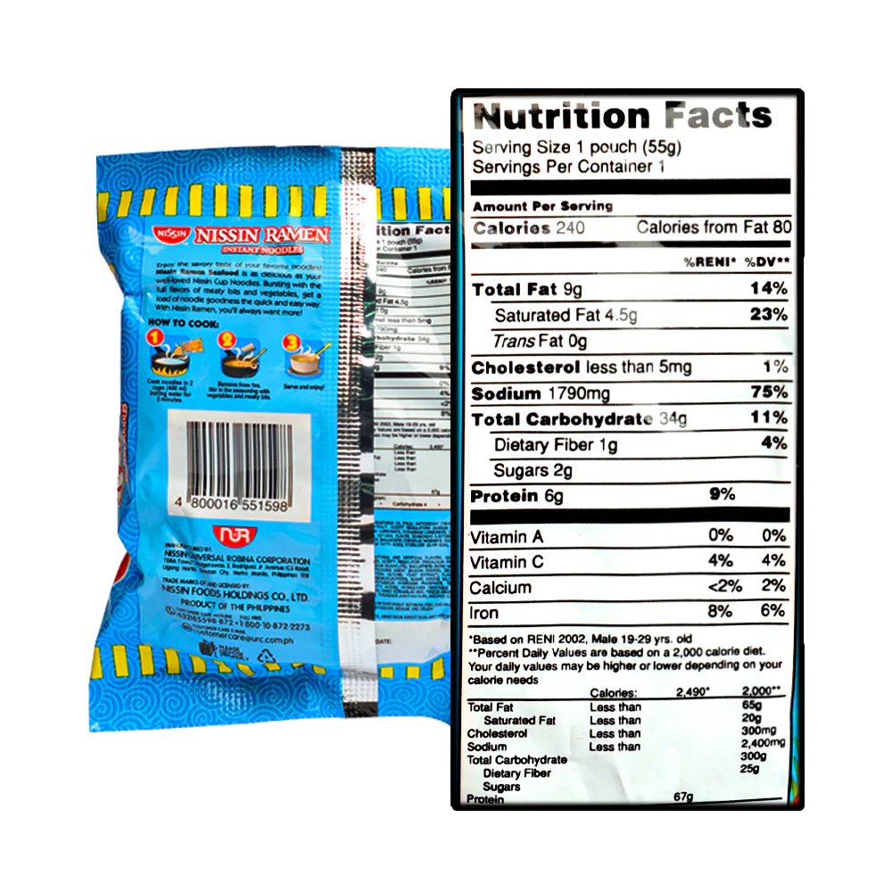 Nissin Instant Noodle Ramen Seafood 55g - Image 2
