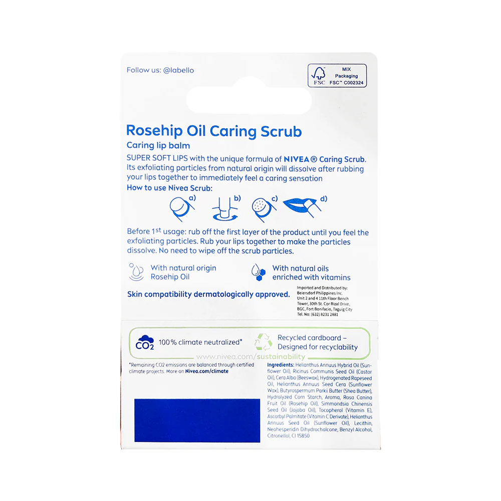 Nivea Caring Scrub Super Soft Lips Rosehip Oil - Image 3