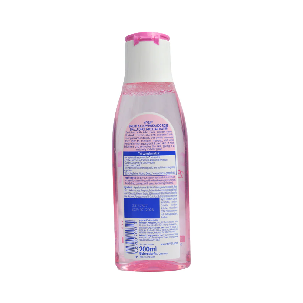 Nivea Bright And Glow Micellair Cleanser Hokkaido Rose 200ml - Image 2