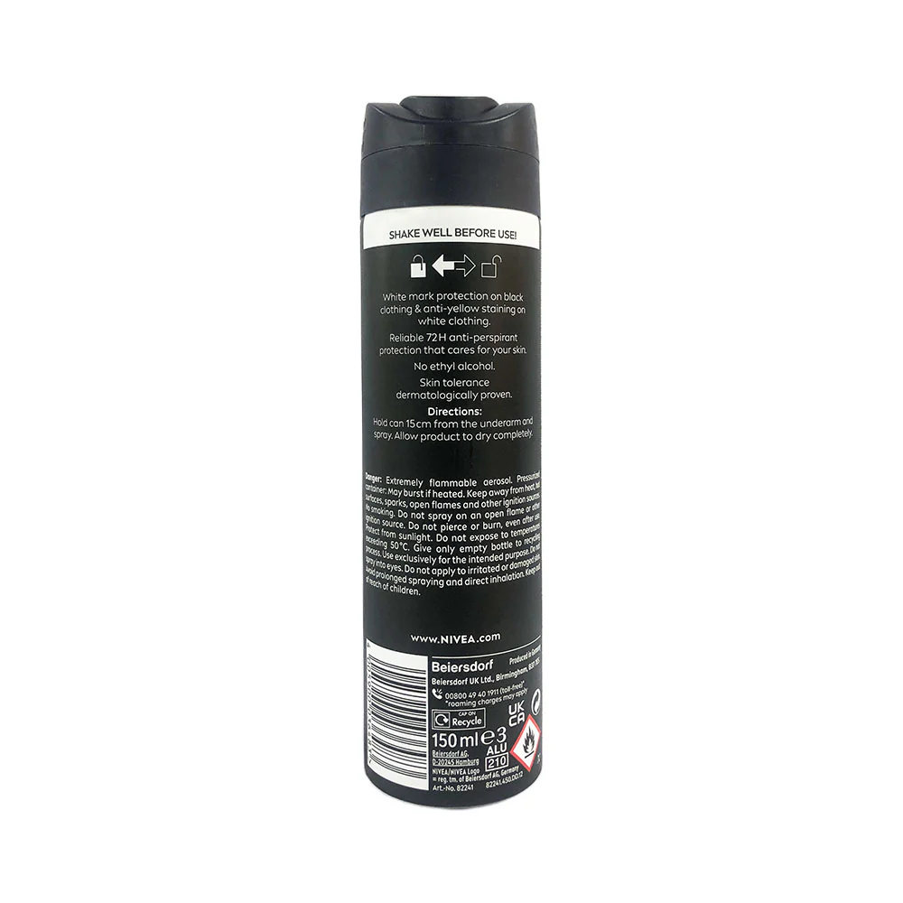 Nivea For Men Invisible Black And White Original Deodorant Spray 150ml - Image 2