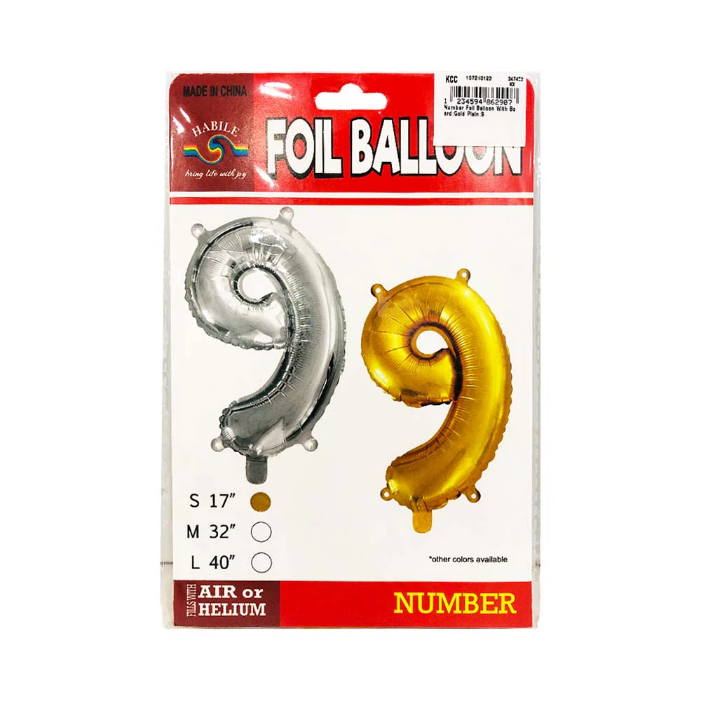 Number Foil Balloon With Board Gold Plain - Image 3