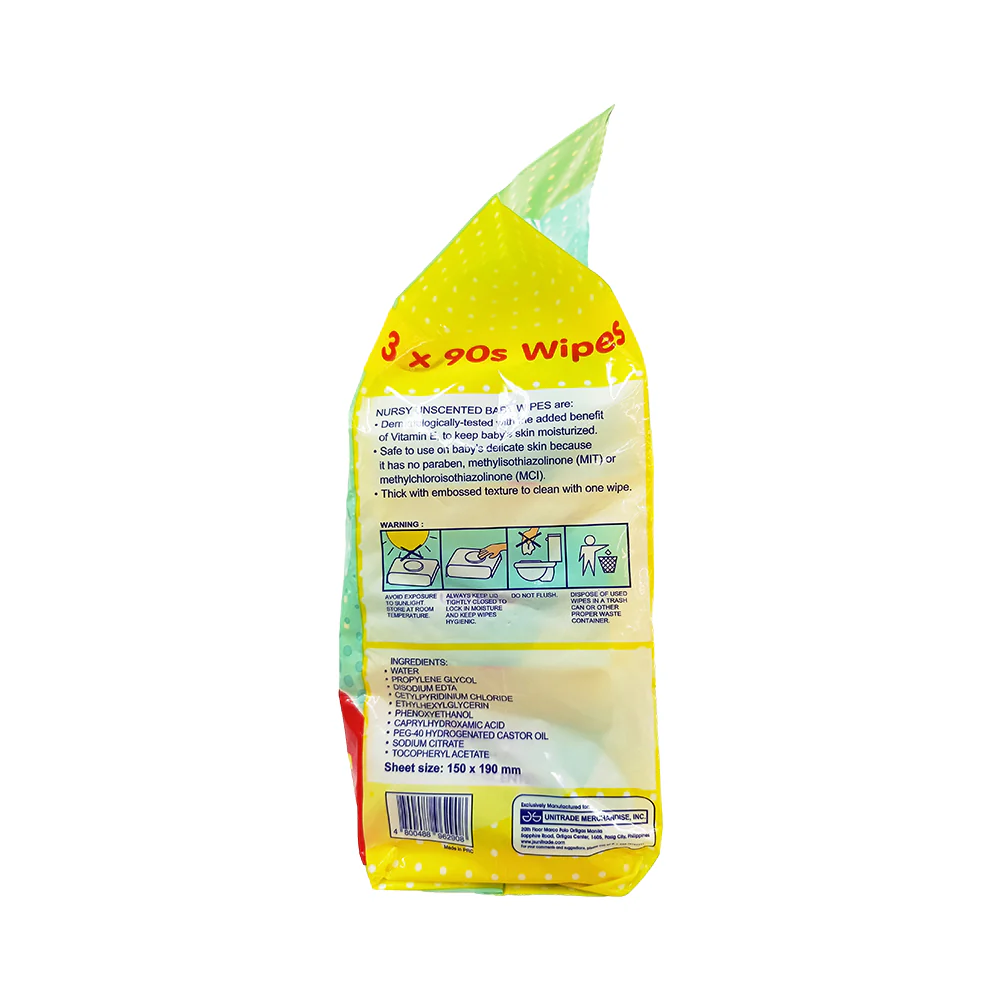 Nursy Baby Wipes Unscented 90's x 3's - Image 2