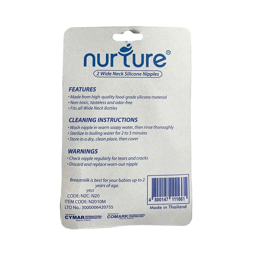 Nurture Wideneck Silicone Nipple Blister Card Medium 2's - Image 2