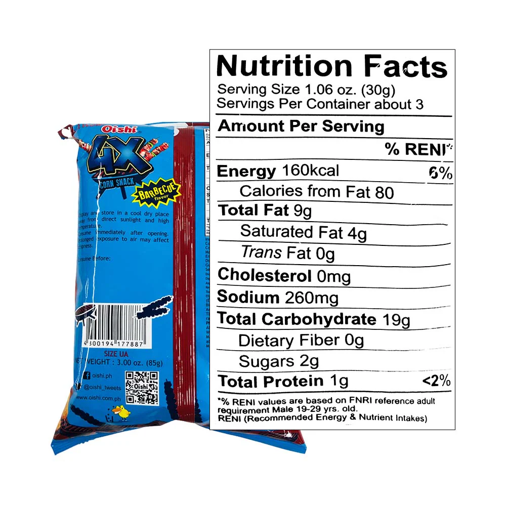 Oishi 4X Corn Snack Barbecue Flavor - Image 2