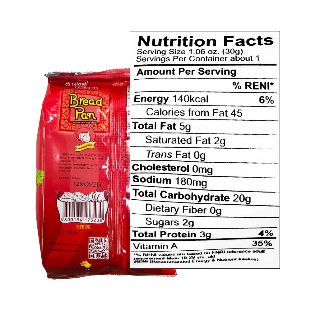 Oishi Bread Pan Toasted Garlic 42g - Image 2