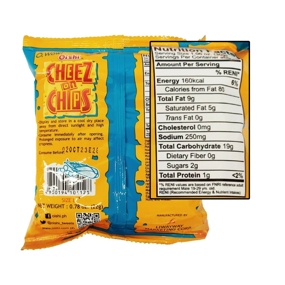 Oishi Cheez On Chips Corn Snacks 22g - Image 2