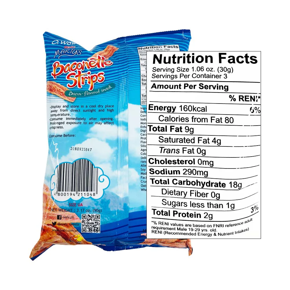 Oishi Marty's Cracklin' Baconette Strips 90g - Image 2
