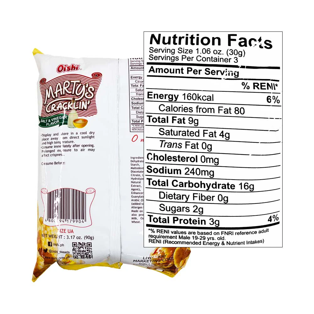 Oishi Marty's Cracklin' Salt And Vinegar 90g - Image 2