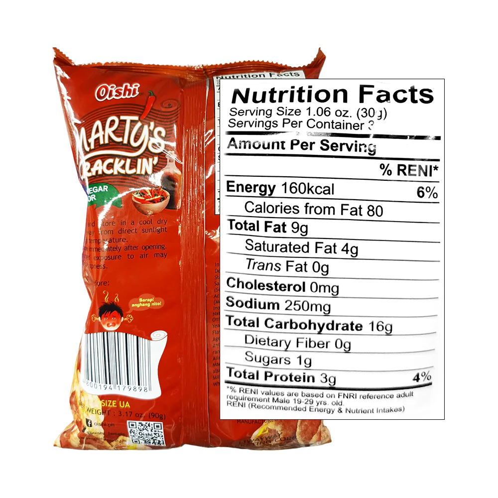 Oishi Marty's Cracklin' Spicy Vinegar 90g - Image 2