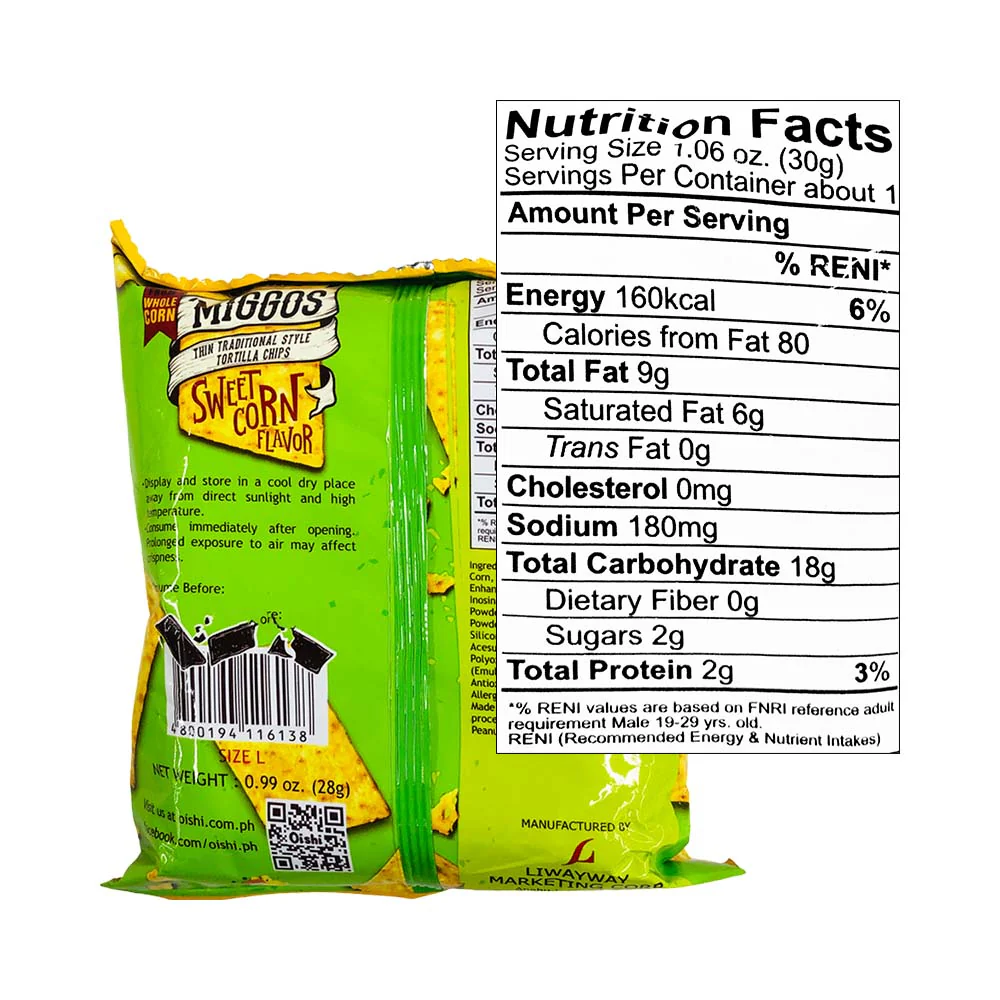 Oishi Miggos Sweet Corn Tortilla Chips - Image 2