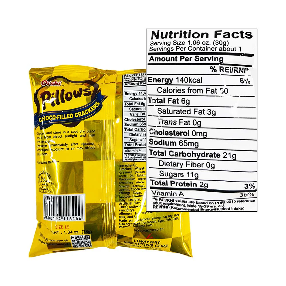 Oishi Pillows Choco-Filled Crackers 38g - Image 2
