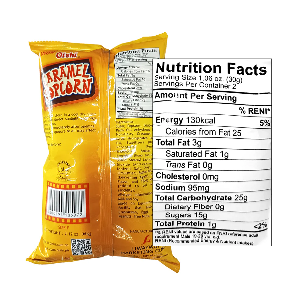 Oishi Popcorn Caramel 60g - Image 2
