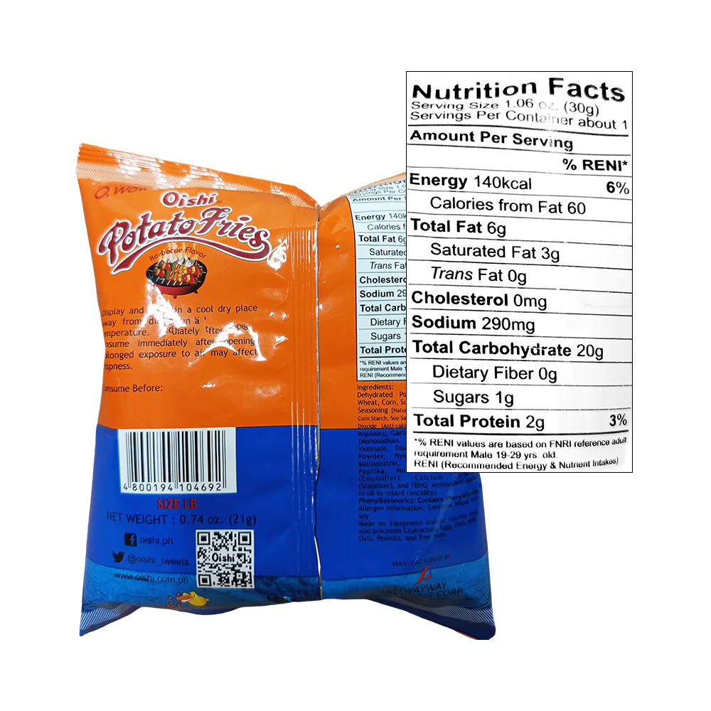Oishi Potato Fries Barbecue 21g - Image 2