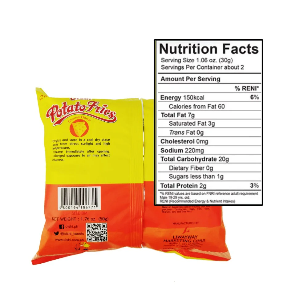 Oishi Potato Fries Cheese 50g - Image 2