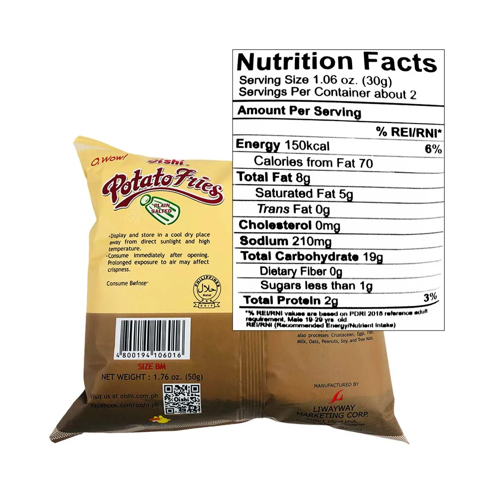 Oishi Potato Fries Plain 50g - Image 2