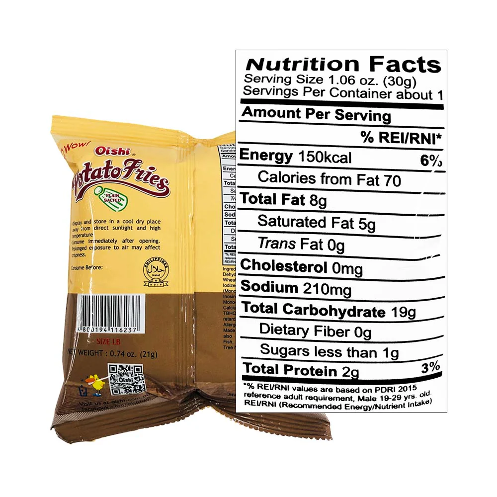 Oishi Potato Fries Plain Salted 21g - Image 2