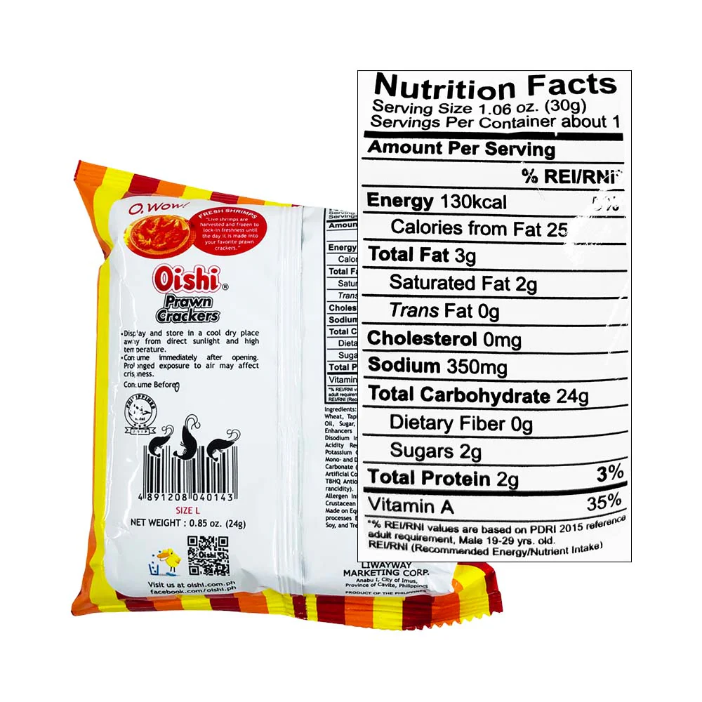 Oishi Prawn Crackers Original 24g - Image 2