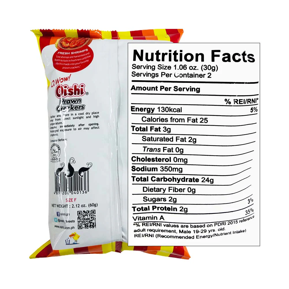 Oishi Prawn Crackers Original 60g - Image 2