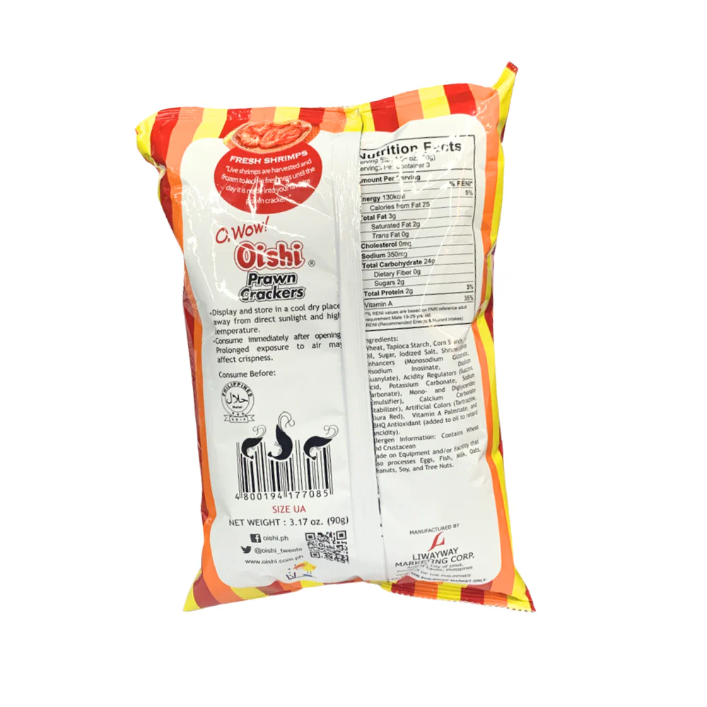 Oishi Prawn Crackers Original 90g - Image 2