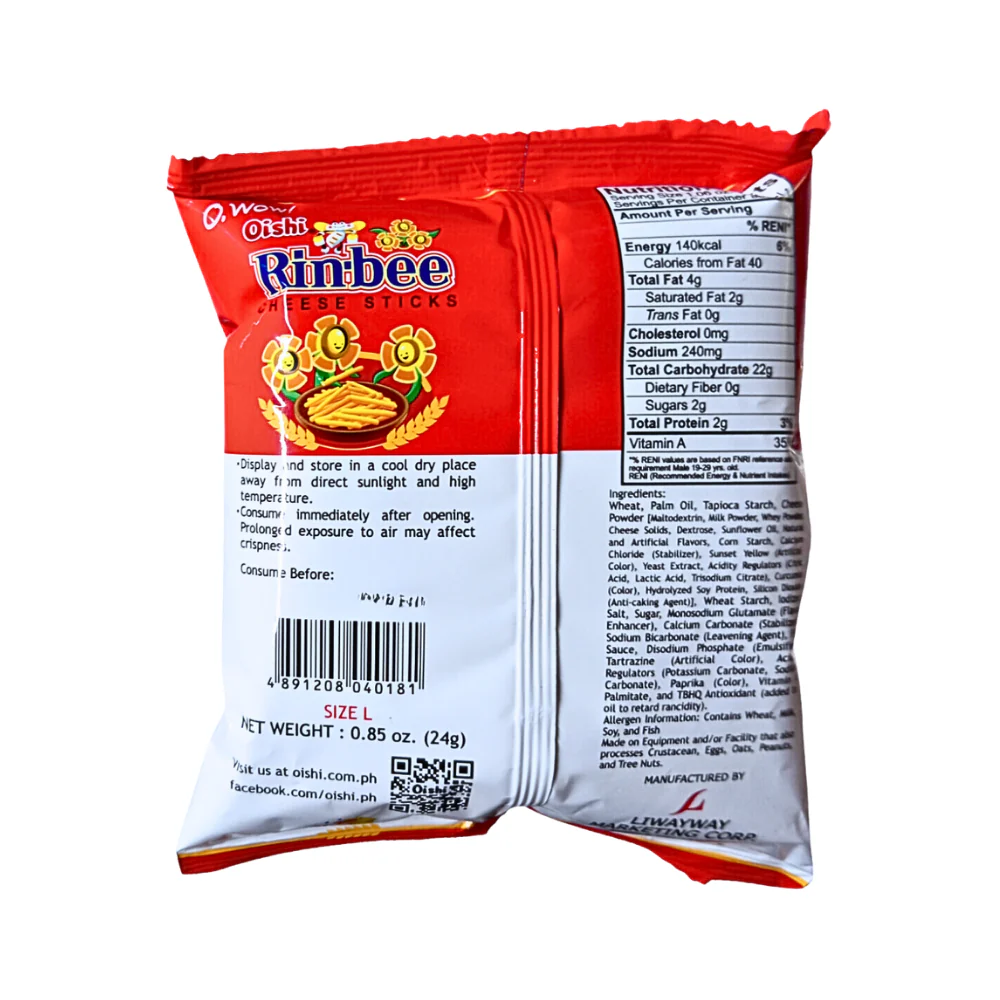 Oishi Rinbee Cheese Sticks 24g - Image 2