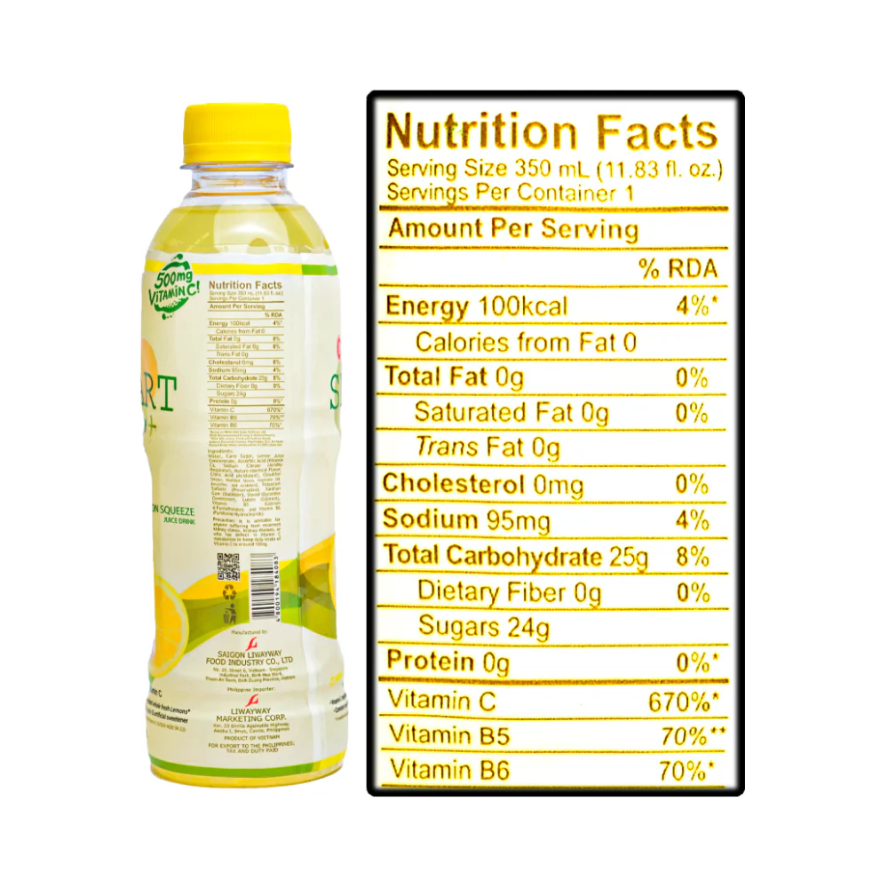 Oishi Smart C+ Juice Drink Lemon Squeeze 350ml - Image 2