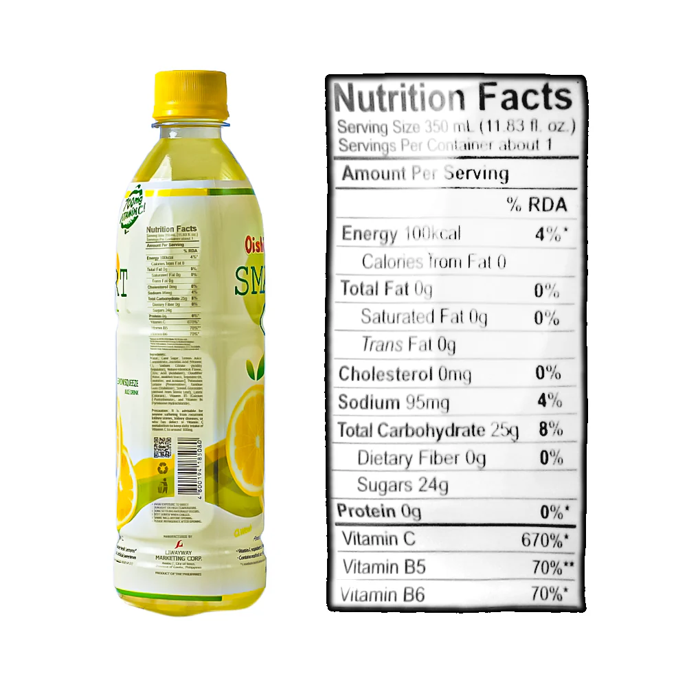 Oishi Smart C+ Juice Drink Lemon Squeeze 500ml - Image 2