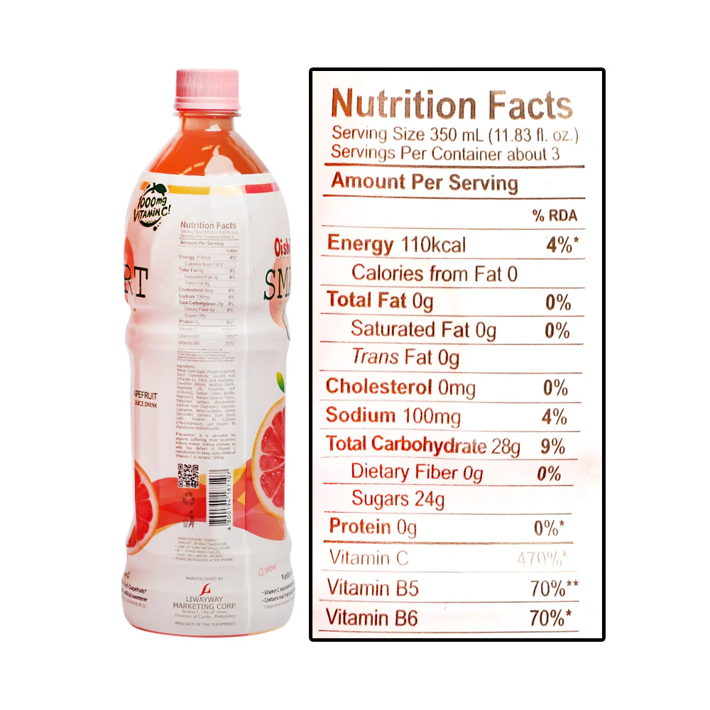 Oishi Smart C+ Juice Drink Pomelo Grapefruit 1L - Image 3