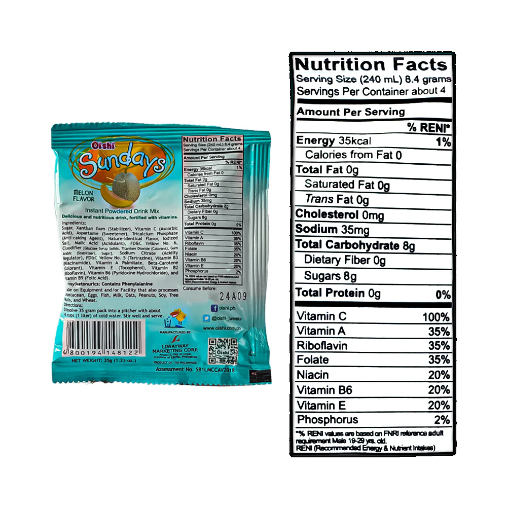Oishi Sundays Juice Melon 35g - Image 3