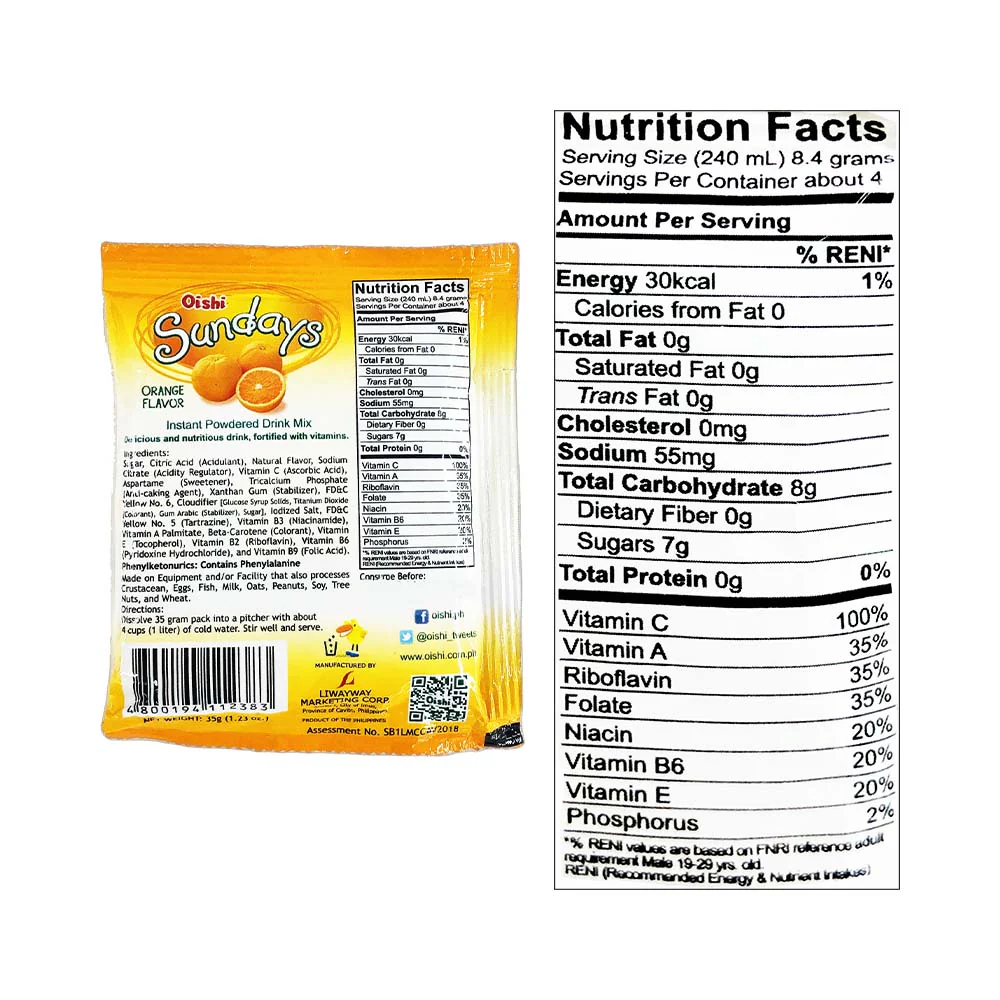 Oishi Sundays Juice Orange 35g - Image 2