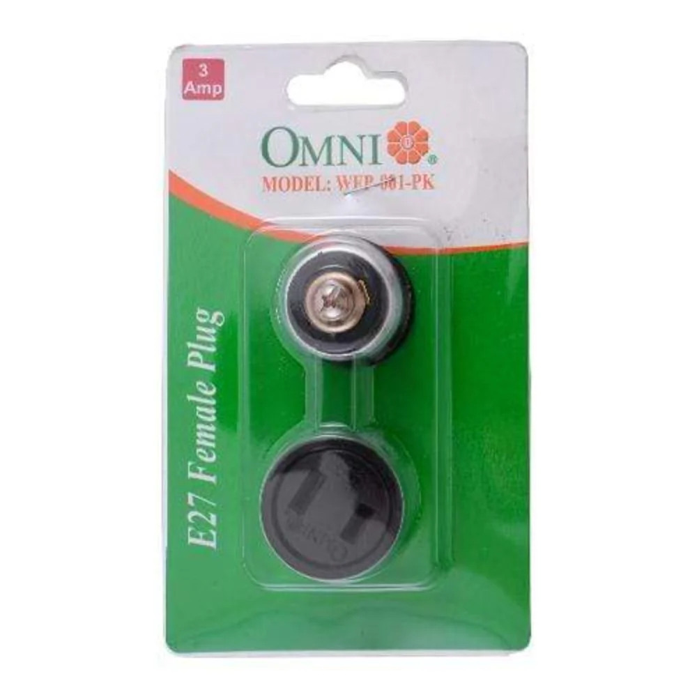 Omni WFP-001 Female Plug 3A 250V E27 Base to Flat Pin Qutlet