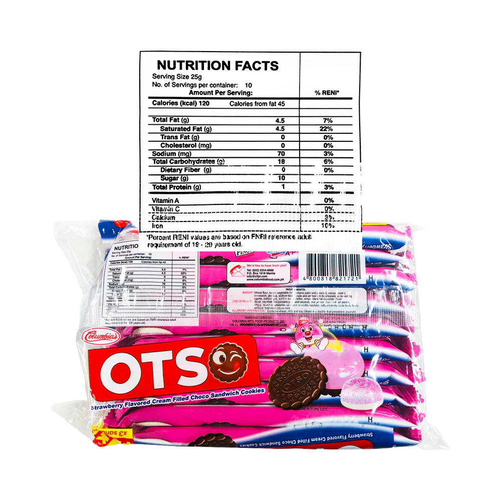 Otso Sandwich Cookies Potchi Strawberry Filling 25g x 10's - Image 2