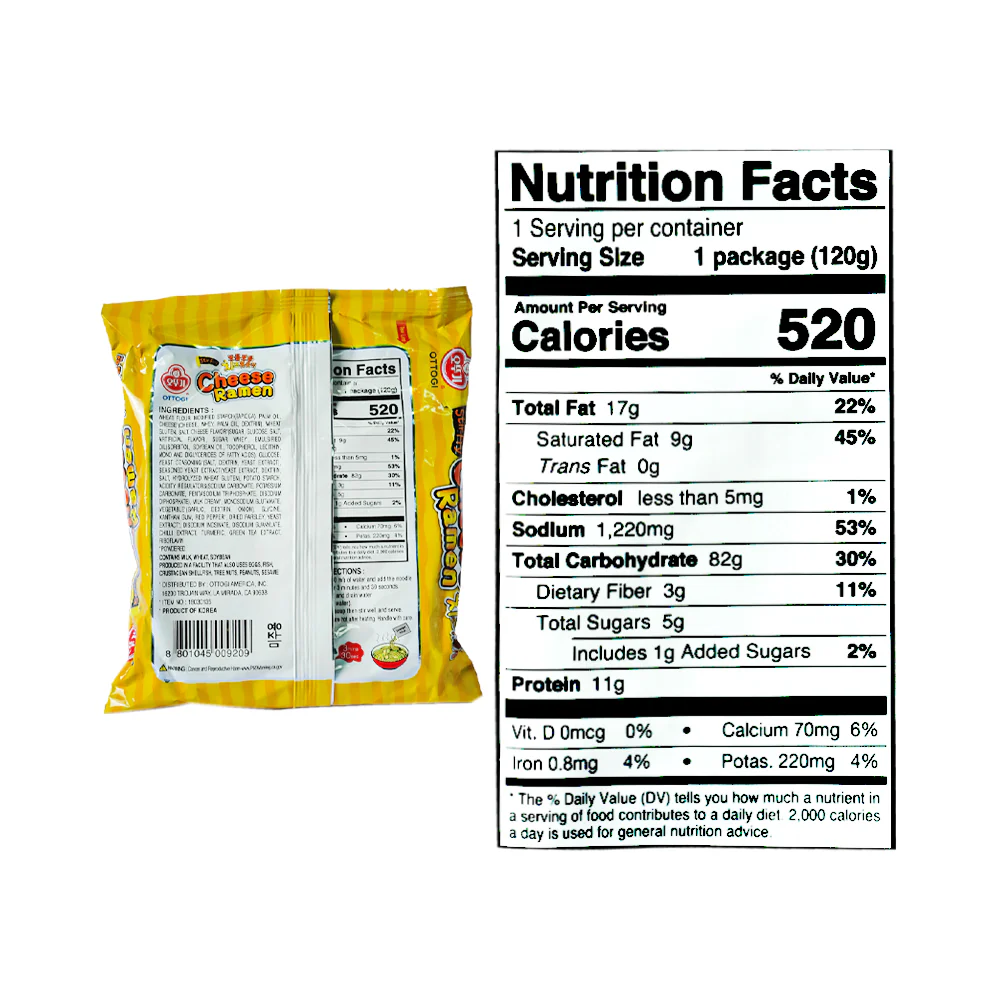 Ottogi Cheese Ramen Stir Fry Noodle Pouch 120g - Image 3