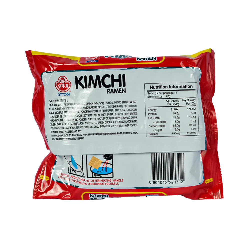 Ottogi Instant Noodles Kimchi Ramyun Ramen 120g - Image 2