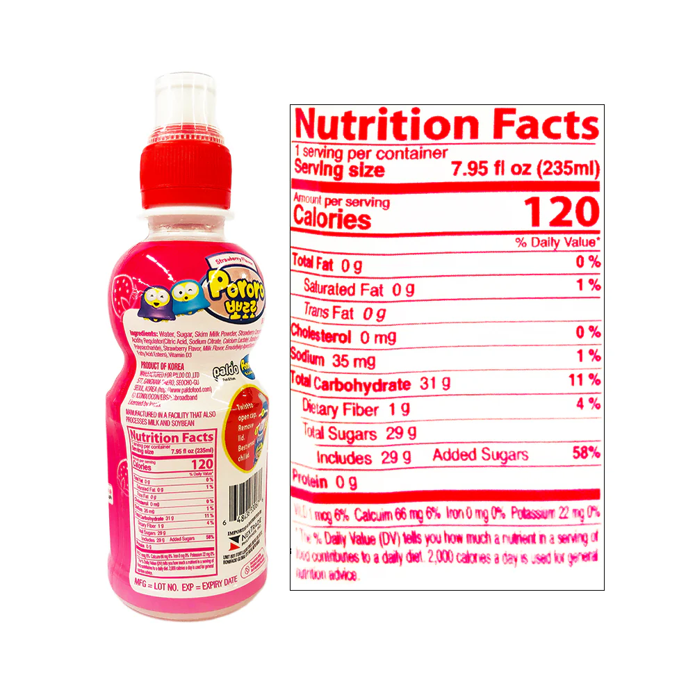 Paldo Pororo Flavor Drink Strawberry 235ml - Image 2